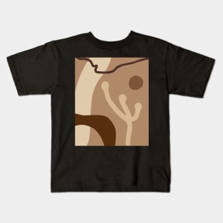 Minimal Modern  Abstract Flower  Warm Tones  Design Kids T-Shirt